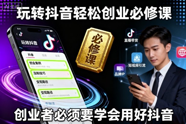 玩转抖音轻松创业必修课，创业者必须要学会用好抖音-财阁