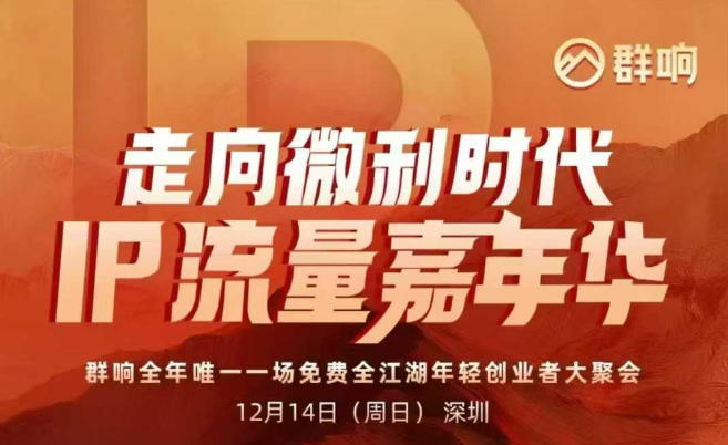 2025ip嘉年华万人12月14深圳线下课，走向微利时代，IP流量嘉年华，实操性极强的商业干货课-财阁
