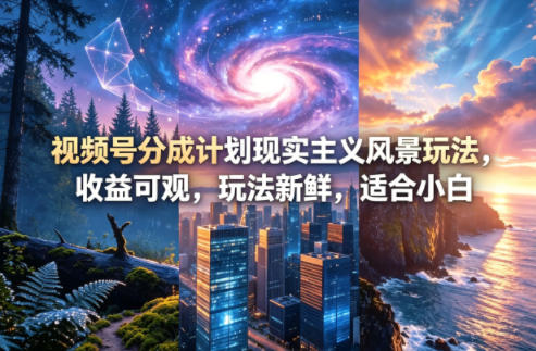 视频号分成计划现实主义风景玩法，收益可观，玩法新鲜，适合小白-财阁