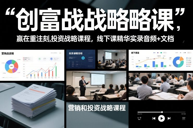 创富战略课，赢在重注时刻，营销和投资战略课程，线下课精华实录音频+文档-财阁