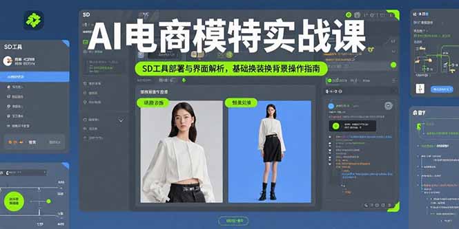 AI电商模特实战课，SD工具部署与界面解析，基础换装换背景操作指南-财阁