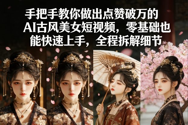 手把手教你做出点赞破万的AI古风美女短视频，零基础也能快速上手，全程拆解细节-财阁
