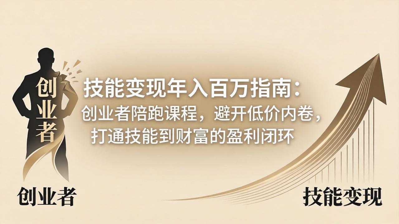 技能变现年入百万指南：创业者陪跑课程，避开低价内卷，打通技能到财富的盈利闭环-财阁