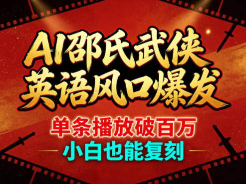 AI邵氏武侠英语风口爆发，单条播放破百万，小白也能复刻-财阁