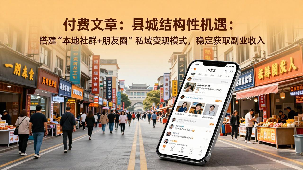 付费文章：县城结构性机遇：搭建“本地社群+朋友圈”私域变现模式，稳定获取副业收入-财阁