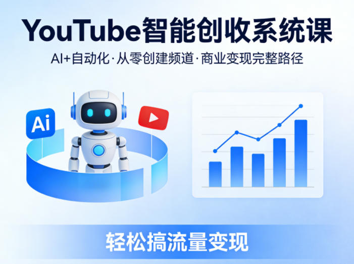 YouTube智能创收系统课，AI+自动化，从零创建YouTube频道并实现商业变现的完整路径，轻松搞流量变现-财阁