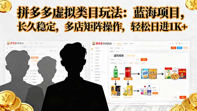 拼多多虚拟类目玩法，蓝海项目，长久稳定，多店矩阵操作，轻松日进1K+-财阁