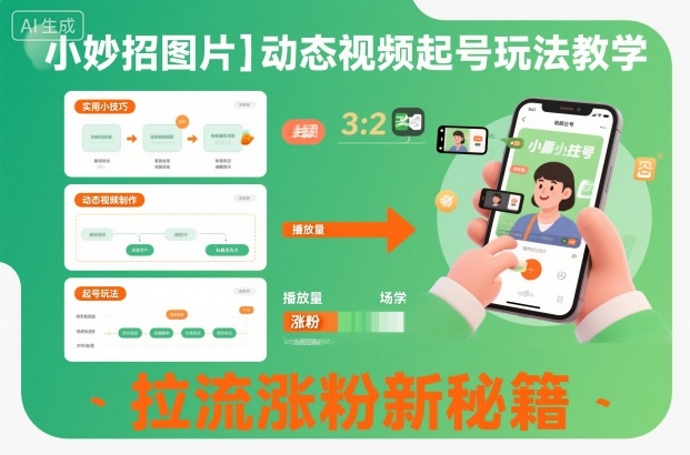 小妙招图片＋动态视频起号玩法教学，拉流涨粉新秘籍-财阁