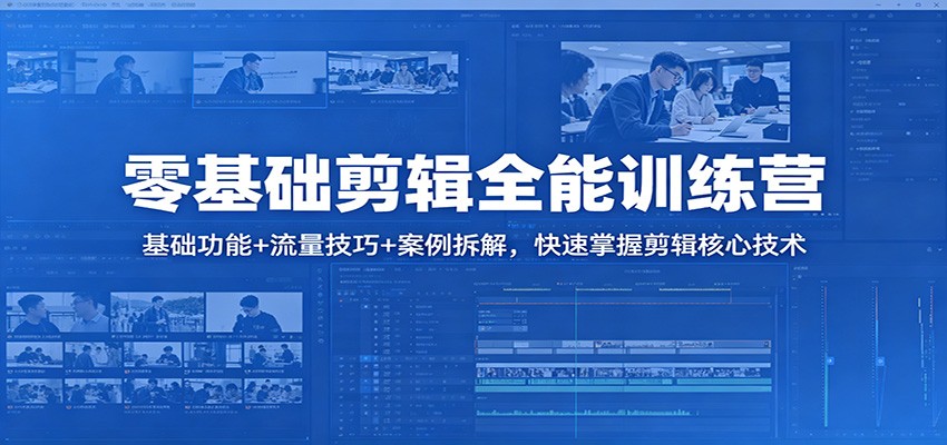 零基础剪辑全能训练营：基础功能+流量技巧+案例拆解，快速掌握剪辑核心技术-财阁
