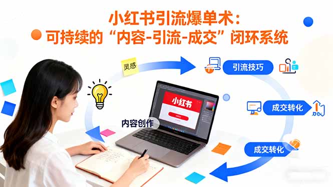 小红书引流爆单术：构建一套低成本 可持续的“内容-引流-成交”闭环系统-财阁
