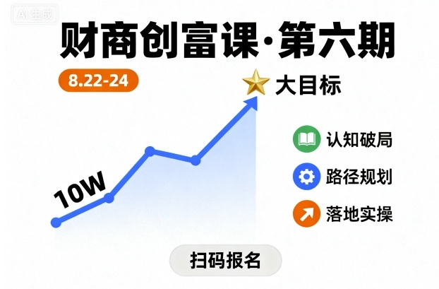 财商创富课第六期8月22-24号，如何从10W起步，一步步实现大目标-财阁