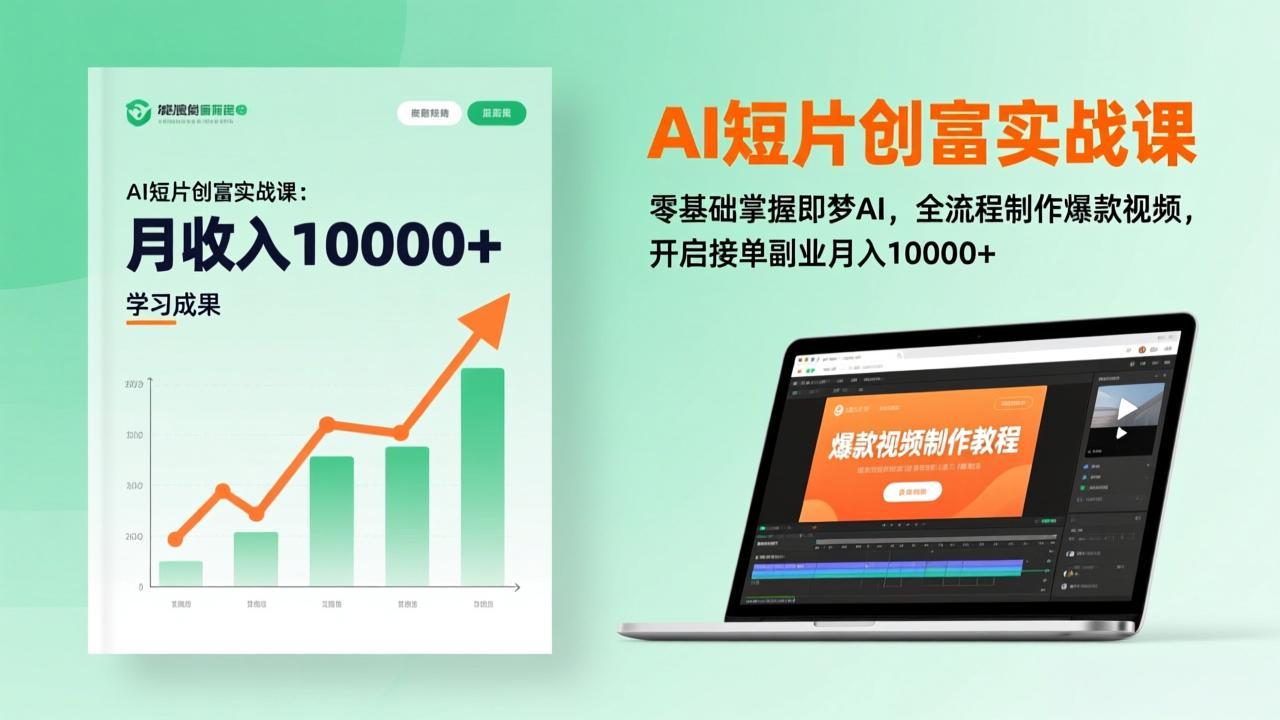 AI短片创富实战课：零基础掌握即梦AI，全流程制作爆款视频，开启接单副业月入10000+(更新-财阁
