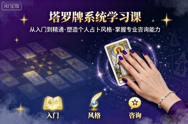 塔罗牌系统学习课，助你从入门到精通，塑造个人占卜风格，掌握专业咨询能力-财阁