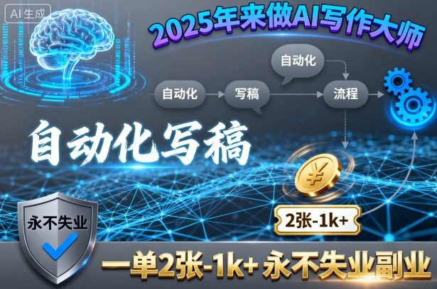 2025年来做AI写作大师，自动化写稿，一单2张-1k+，永不失业副业-财阁