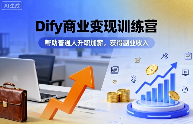 Dify商业变现训练营，帮助普通人升职加薪，获得副业收入-财阁