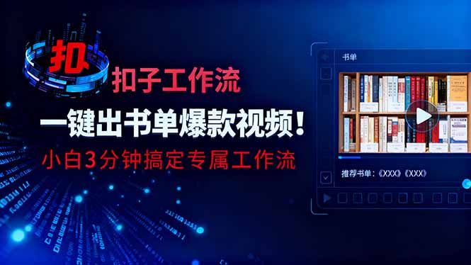 利用扣子工作流一键生成书单爆款视频，小白三分钟搞定专属工作流-财阁