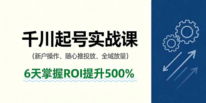 抖音千川起号实战课，新户操作,随心推投放,全域放量，6天掌握ROI提升500%-财阁
