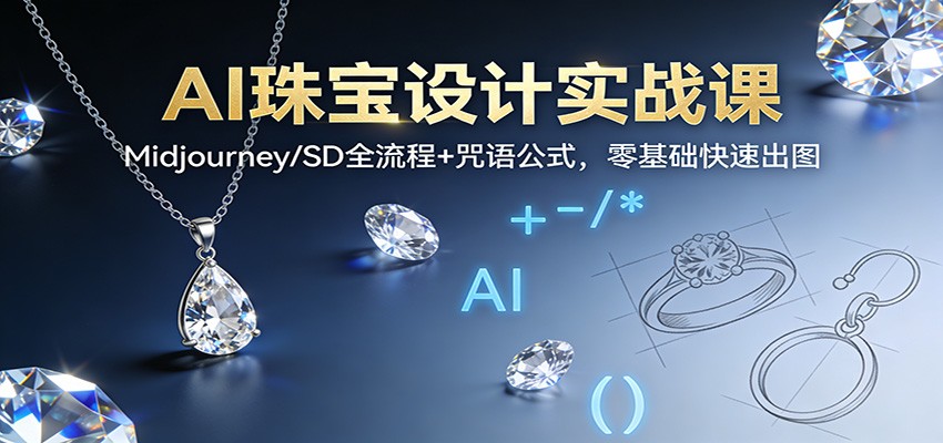 AI珠宝设计实战课：Midjourney/SD全流程+咒语公式，零基础快速出图-财阁