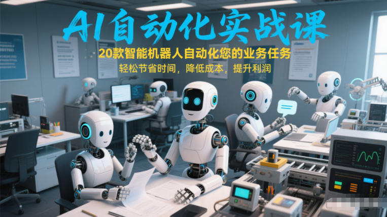AI自动化实战课：20款智能机器人自动化您的业务任务，轻松节省时间，降低成本，提升利润-财阁