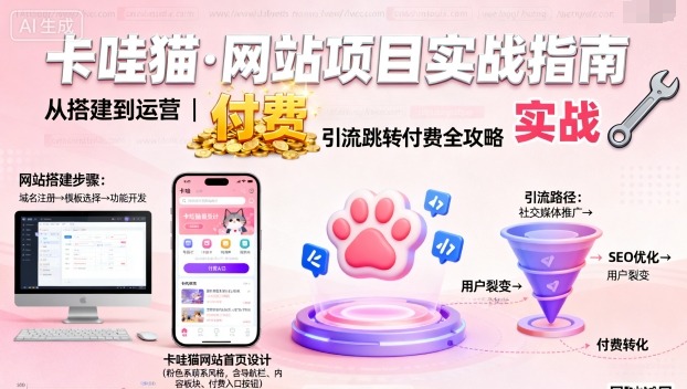 卡哇猫·网站项目，网站搭建与运营以及引流跳转付费-财阁