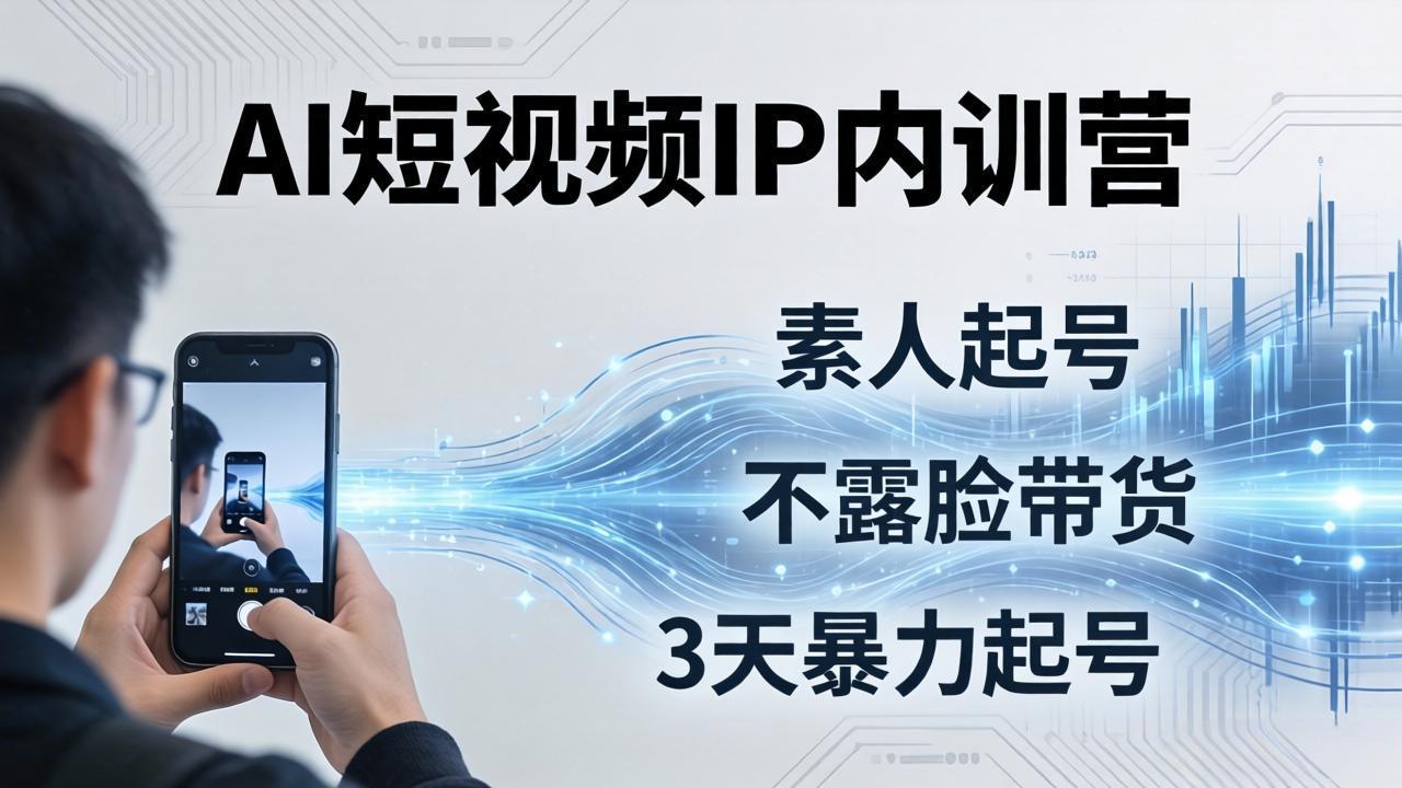 2026AI短视频IP内训营：从素人起号到不露脸带货，3天暴力起号全流程拆解-财阁