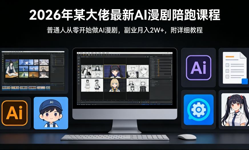 26年某大佬最新Ai漫剧陪跑课程，普通人从零开始做AI漫剧，副业月入2W+-财阁