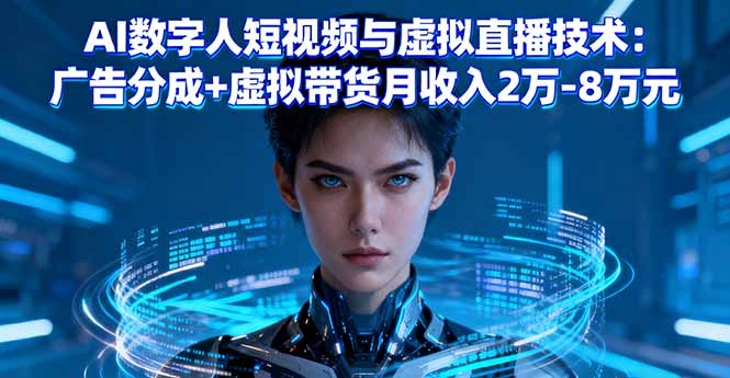 AI数字人短视频与虚拟直播技术：广告分成+虚拟带货月收入2万-8万元-财阁