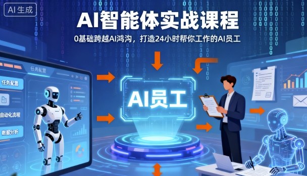 Ai智能体实战课程，0基础跨越Ai鸿沟，打造24小时帮你工作的Ai员工，打破常规，以实战定义Ai-财阁