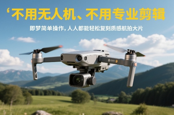 不用无人机、不用专业剪辑，即梦简单操作，人人都能轻松复刻质感航拍大片-财阁
