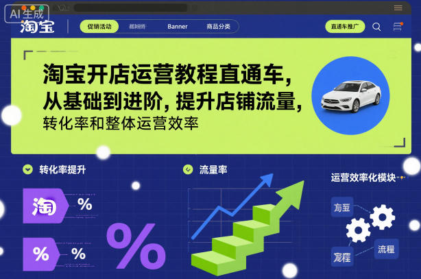 淘宝开店运营教程直通车，从基础到进阶，提升店铺流量，转化率和整体运营效率(更新26年3月)-财阁