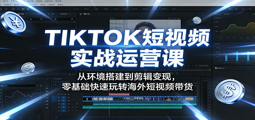 TIKTOK短视频实战运营课：从环境搭建到剪辑变现，零基础快速玩转海外短视频带货-财阁
