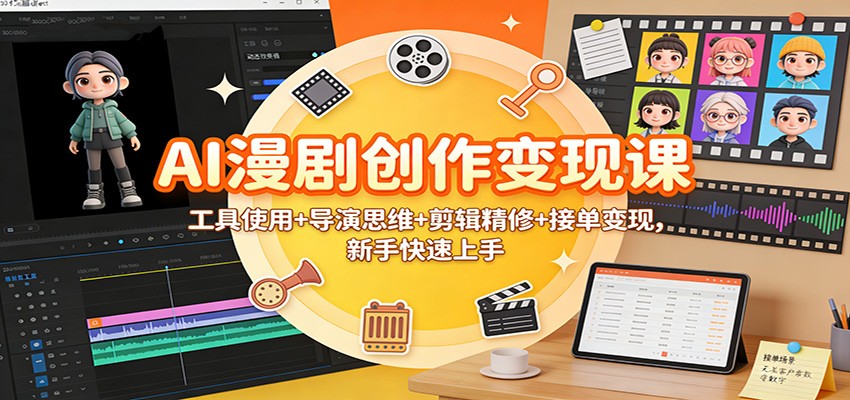 AI漫剧创作变现课：工具使用+导演思维+剪辑精修+接单变现，新手快速上手-财阁
