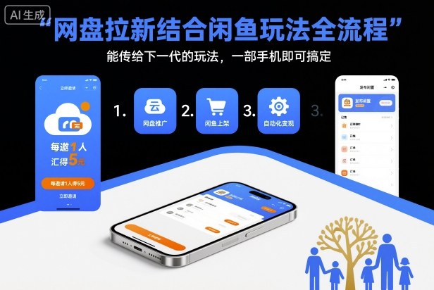 网盘拉新结合闲鱼玩法全流程，能传给下一代的玩法，一部手机即可搞定(附入口渠道以及实操教程)-财阁