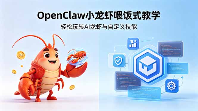 不用懂技术！OpenClaw小龙虾喂饭式教学，轻松玩转AI龙虾与自定义技能-财阁