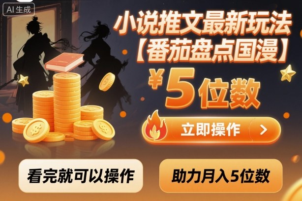 小说推文最新玩法，助力月入5位数【番茄盘点国漫】玩法，看完就可以操作-财阁