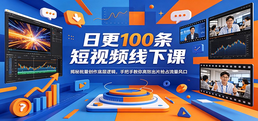 日更100条短视频线下课：揭秘批量创作底层逻辑，手把手教你高效出片抢占流量风口-财阁