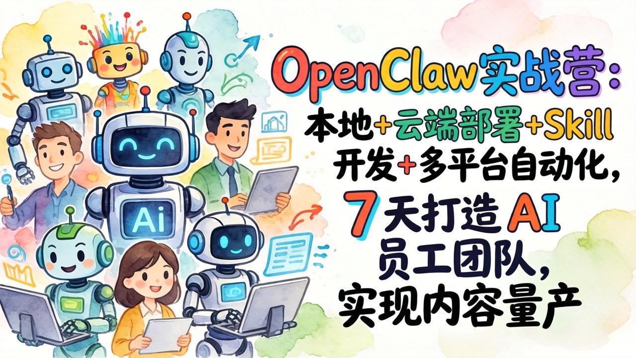 OpenClaw实战营：本地+云端部署+Skill开发+多平台自动化，7 天打造 AI 员工团队，实现内容量产-财阁