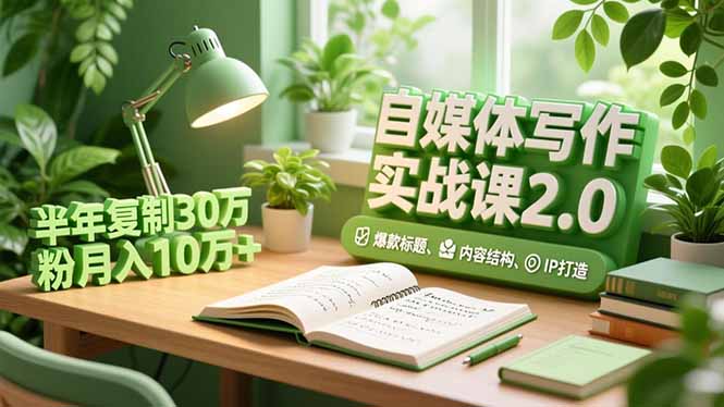 自媒体写作实战课2.0，爆款标题、内容结构、IP打造，半年复制30万粉月入10万+-财阁