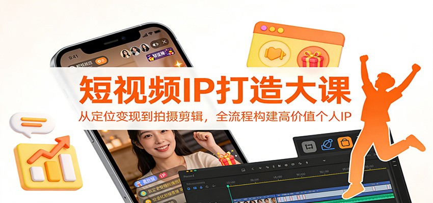 短视频IP打造大课：从定位变现到拍摄剪辑，全流程构建高价值个人IP-财阁