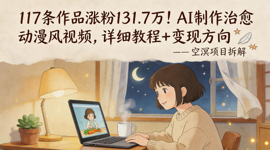 117条作品涨粉131.7W！AI制作治愈动漫风视频，详细教程+变现方向-财阁