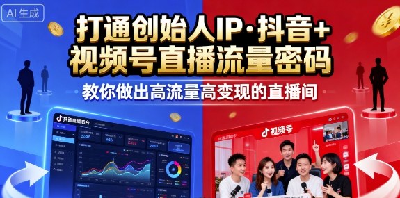 25年直播9-10两期线下课，打通创始人IP，抖音+视频号直播流量密码，教你做出高流量高变现的直播间-财阁