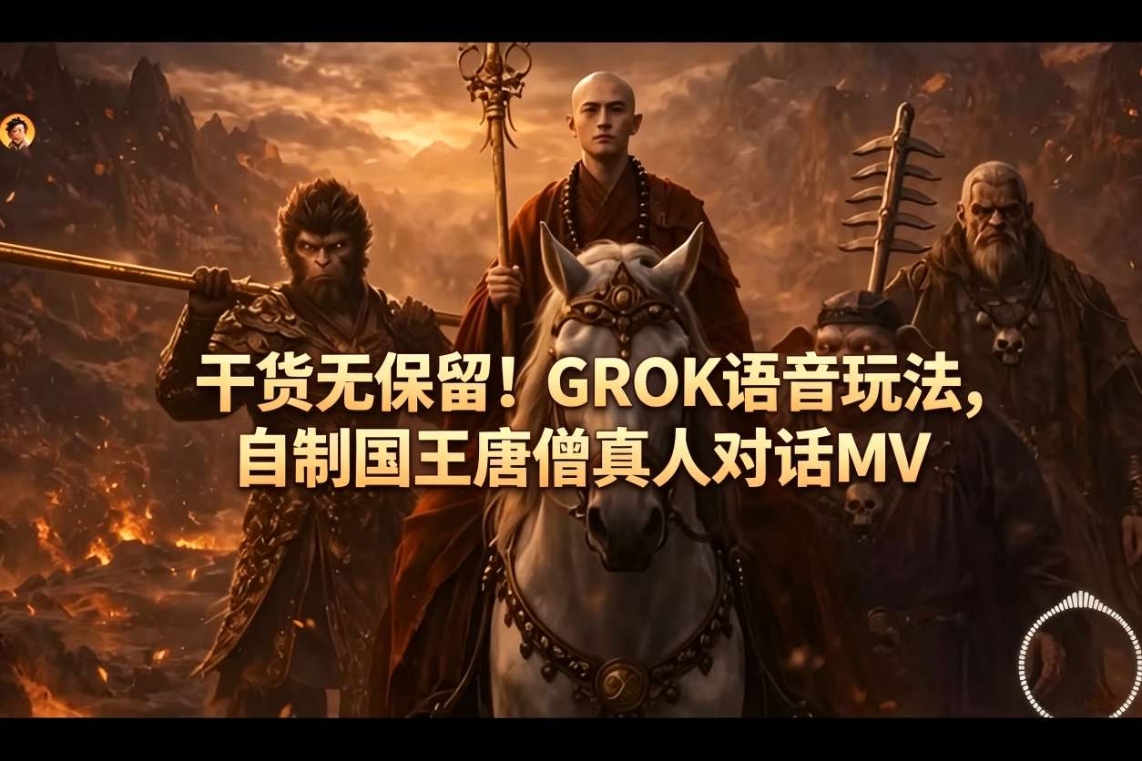 干货无保留！GROK语音玩法，自制国王唐僧真人对话MV-财阁