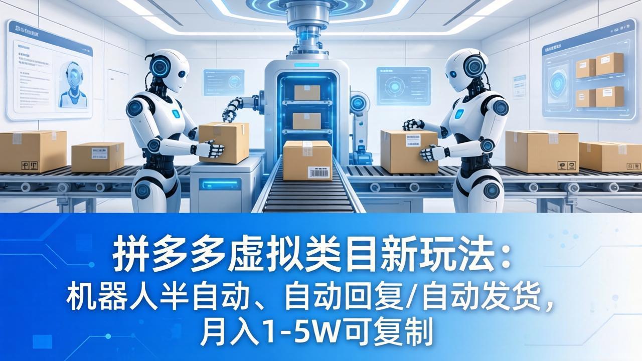 拼多多虚拟类目新玩法：机器人半自动、自动回复 /自动发货，月入 1-5W 可复制-财阁