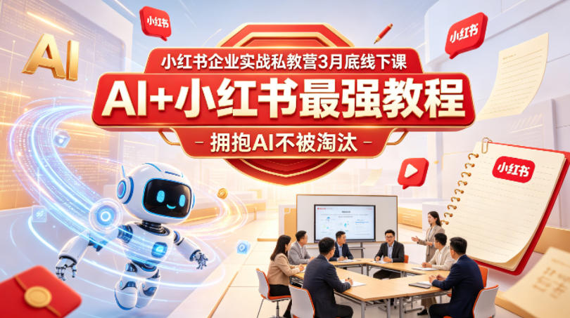 小红书企业实战私教营3月底线下课，AI+小红书最强教程，拥抱AI不被淘汰-财阁