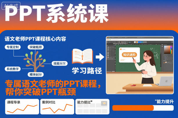 PPT系统课，专属语文老师的PPT课程，帮你突破PPT瓶颈-财阁