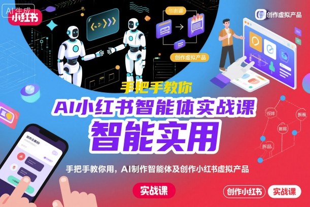 AI小红书智能体实战课,手把手教你用AI制作智能体及创作小红书虚拟产品,提效+内容商业化-财阁