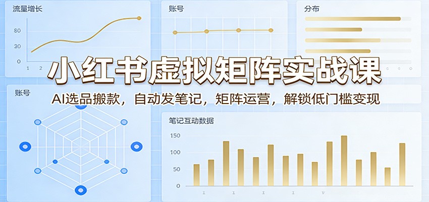小红书虚拟矩阵实战课：AI选品搬款，自动发笔记，矩阵运营，解锁低门槛变现-财阁