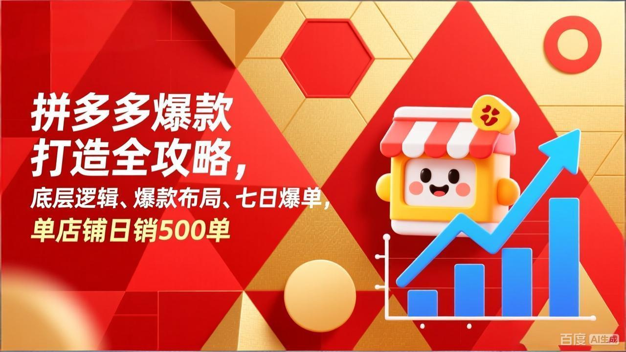 拼多多爆款打造全攻略，底层逻辑、爆款布局、七日爆单，单店铺日销500单-财阁