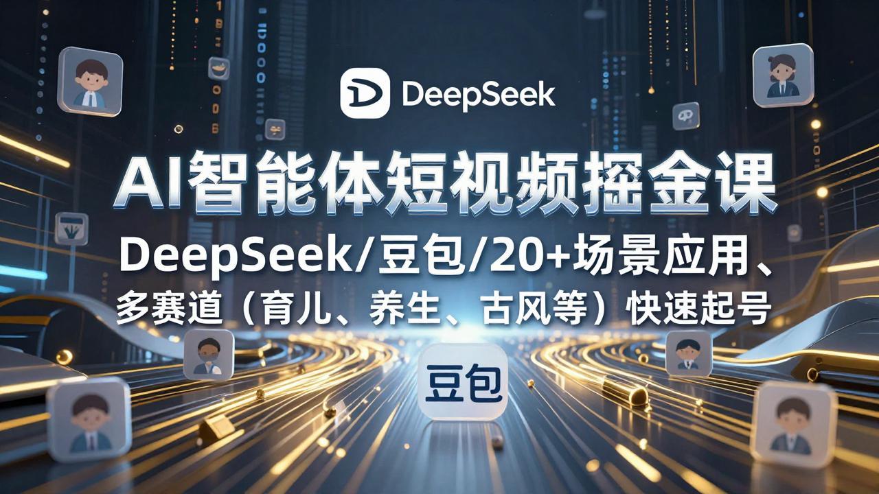 AI智能体短视频掘金课，DeepSeek/豆包/20+场景应用、多赛道(育儿、养生、古风等-财阁