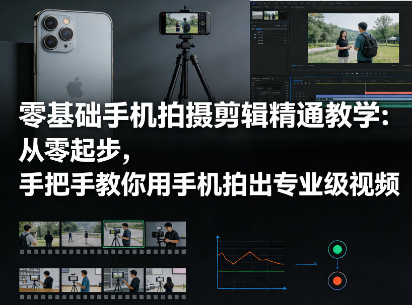 零基础手机拍摄剪辑精通教学：从零起步，手把手教你用手机拍出专业级视频-财阁